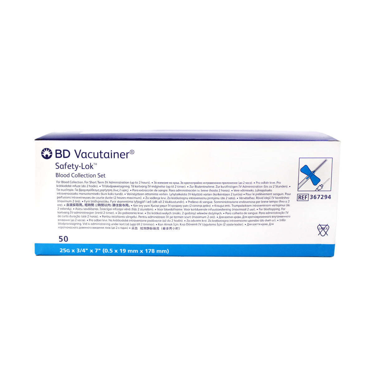 Mariposa-Equipo Alado Bd Vacutainer Safety-Look Azul Marino 25G x 19 mm