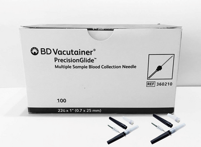 BD Vacutainer 360210 Aguja para Toma Múltiple de Sangre 22G x 25 mm Negra