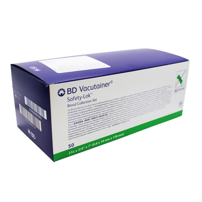 Mariposa-Equipo Alado BD Vacutainer Safety-look Verde de 21G x 19mm / 7”