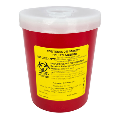 Contenedor Para Residuos Peligrosos Punzocortantes de 1.0 L